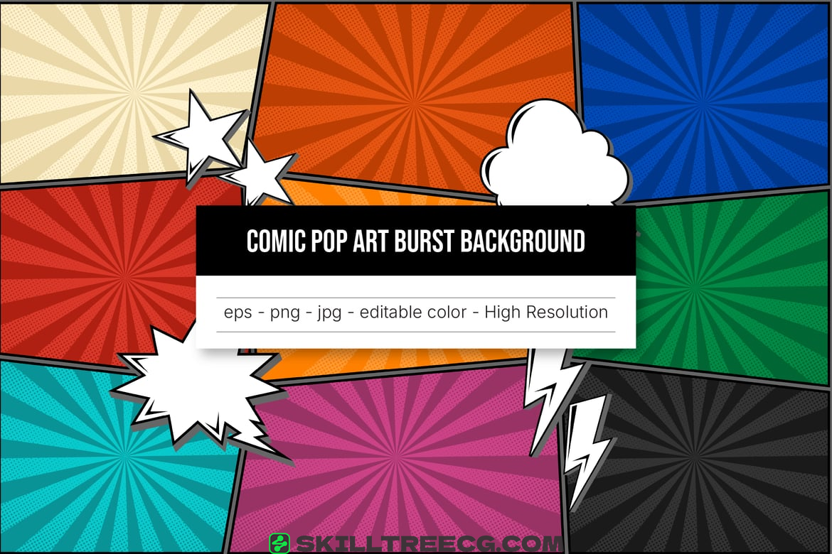 Comic Pop Art Burst Background（366708）-技能树